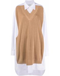Maison Margiela - Spliced Knit-Detail Shirtdress - Lyst