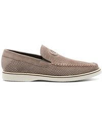 Casadei - Perforated Suede Loafers - Lyst