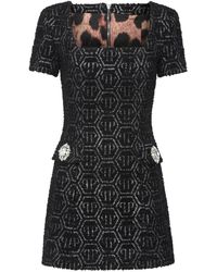 Philipp Plein - Tweed-Kleid mit Monogramm - Lyst