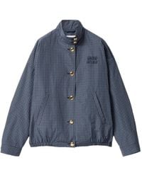 Miu Miu - Check-Pattern Oversized Jacket - Lyst
