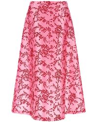 Alberta Ferretti - Jupe Mi-Longue À Fleurs - Lyst