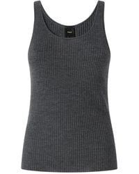 Pinko - Ribbed-Knit Logo-Patch Tank Top - Lyst
