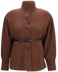 Brunello Cucinelli - Cardigan Ceinturé À Design Côtelé - Lyst
