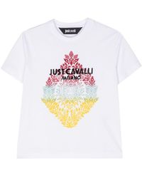 Just Cavalli - T-Shirt mit beflocktem Logo - Lyst