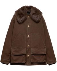 Prada - Shearling-Collar Jacket - Lyst