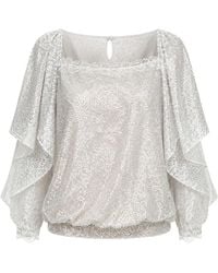 Gemy Maalouf - Lace-Trim Shimmery Top - Lyst