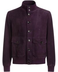 Bally - High-neck Suede Bomber Jacket - Lyst