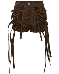 GRACE ELWOOD - Leopard-Print Strap-Detail Shorts - Lyst