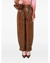 ROWEN ROSE - Crocodile-Effect Pleated Trousers - Lyst