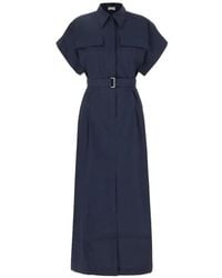 Brunello Cucinelli - Belted Short-Sleeve Dress - Lyst