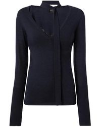Pinko - Lace-Trim Tie-Neck Sweater - Lyst