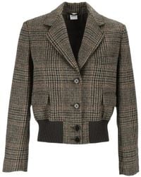 Aspesi - Check-Pattern Virgin Wool Jacket - Lyst