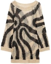 PUCCI - Marmo-Print Crochet-Knit Linen Dress - Lyst