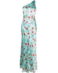 Saloni - Floral-print One-shoulder Gown - Lyst