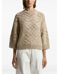 Peserico - Chevron-Pattern Open-Knit Sweater - Lyst