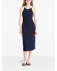 Tommy Hilfiger - Robe Mi-Longue À Logo Brodé En Coton - Lyst