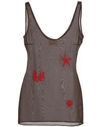 MC2 Saint Barth - Robe Courte En Résille À Ornements En Perles - Lyst