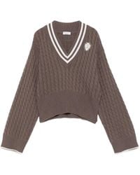 Brunello Cucinelli - Pull En Maille Torsadée À Col V - Lyst