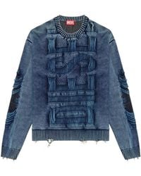 DIESEL - Destroyed Jumper With Floating Yarn Logo - Lyst