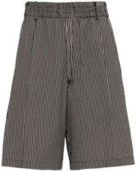 Emporio Armani - Vertical-print Cotton-blend Shorts - Lyst
