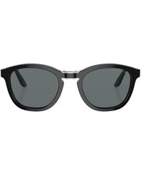 Giorgio Armani - Runde Sonnenbrille mit Logo-Print - Lyst