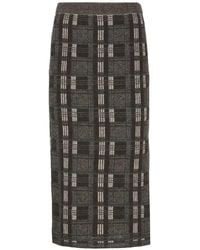D.exterior - Check-Pattern Midi Skirt - Lyst
