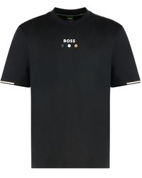 BOSS - Logo-Detail Cotton T-Shirt - Lyst