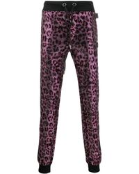 Philipp Plein Pink Paradise Crystal-embellished Leopard Joggers - Black