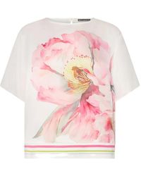 Betty Barclay - Floral-Print Striped-Hem T-Shirt - Lyst