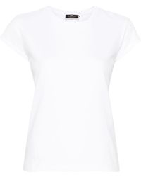 Elisabetta Franchi - T-Shirt mit Monogramm-Stickerei - Lyst