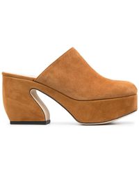 Sergio Rossi - Heeled Leather Suede Mules - Lyst