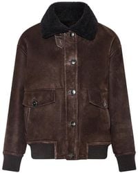 Yves Salomon - Shearling-Collar Bomber Jacket - Lyst