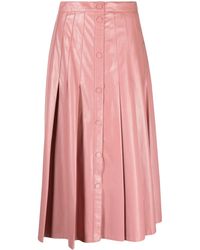 Twinset - Faux-Leather Pleated Midi Skirt - Lyst