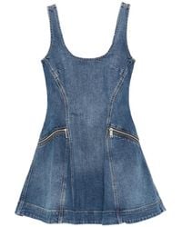 Self-Portrait - Denim Flared Mini Dress - Lyst
