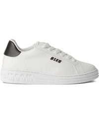 MSGM - Logo-Embossed Leather Sneakers - Lyst
