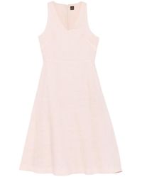 BOSS - V-Neck Midi Dress - Lyst