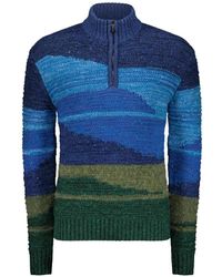 Moorer - Stripe-Pattern Zip-Fastening Sweater - Lyst