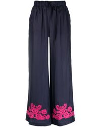 P.A.R.O.S.H. - Embroidered-motif Silk Palazzo Pants - Lyst