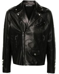 Palm Angels - Monogram-Print Leather Jacket - Lyst