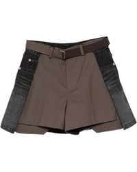 Sacai - Short Hybrid À Empiècements En Jean - Lyst