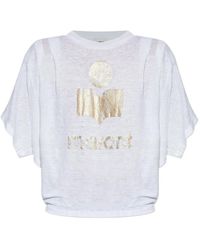 Isabel Marant - T-Shirt aus Leinen mit Logo-Print - Lyst