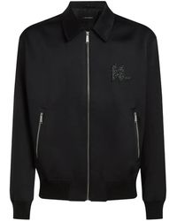 KARL LAGERFELD - Monogram Satin Bomber Jacket - Lyst