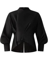 Shanghai Tang - Mock-Neck Balloon-Sleeve Top - Lyst