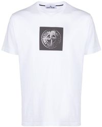 Stone Island - T-shirt en coton à imprimé Compass - Lyst