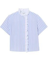 Claudie Pierlot - Ruffle-Trimmed Striped Shirt - Lyst