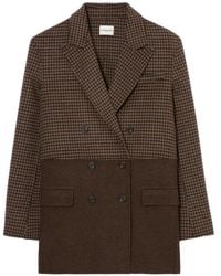 Claudie Pierlot - Plain Checked Wool Coat - Lyst