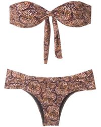Isolda Borakay Printed Bandeau Bikini Set - Brown
