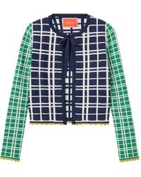 La DoubleJ - Tie Front Checked Cardigan - Lyst