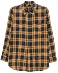 Pinko - Geruite Blouse Verfraaid Met Stras - Lyst