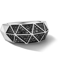 David Yurman - Torqued Sterling-silver Black Diamond Ring - Lyst